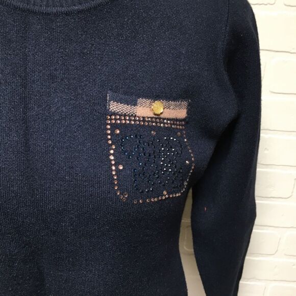 NWT FINCATI Navy Plaid Sweater Dress size Large - Picture 10 of 16